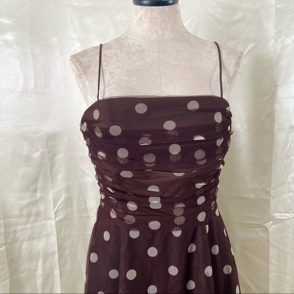 Vintage 80s brown polka dot dress - Picture 6 of 6